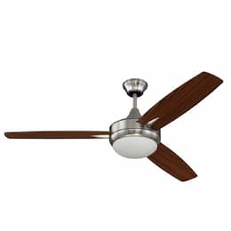 52-in 57W Targas Ceiling Fan w/ Bulb, 4-Speed, 3-Blade, Nickel/Walnut