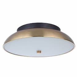 13-in 20W LED Soul Flush Mount, Dim, 1100lm, 3000K, Black/Brass