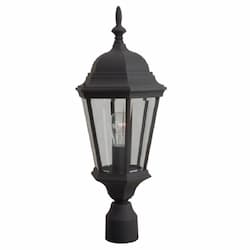 Straight Glass Outdoor Post Mount Fixture w/o Bulb, Textured Black
