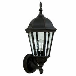 Straight Glass Cast Wall Sconce w/o Bulb, 1 Light, E26, Textured Black