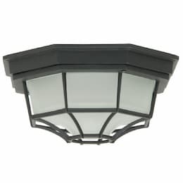 Small Octagonal Bulkhead Flush Mount w/o Bulb, E26, Textured Black