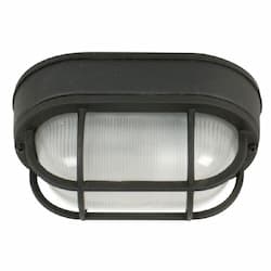 Oval Bulkhead Flush Mount w/o Bulb, 1 Light, E26, Textured Black