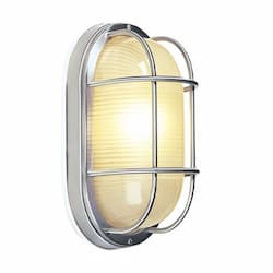 Large Oval Bulkhead Flush Mount w/o Bulb, 1 Light, Stainless Steel