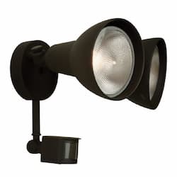 Covered Flood Light w/o Bulb w/ Motion Sensor, 2 Light, Textured Black