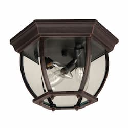 Bent Glass Outdoor Flush Mount w/o Bulb, 3 Light, E12, Textured Black