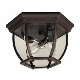 Bent Glass Outdoor Flush Mount w/o Bulb, 3 Light, E12, Textured Black