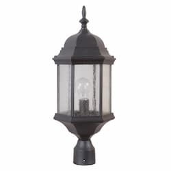 Hex Style Outdoor Post Mount w/o Bulb, 1 Light, E26, Textured Black