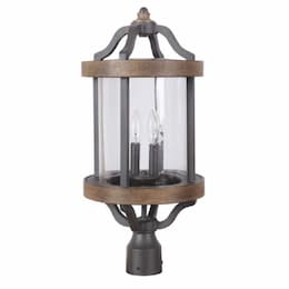 Ashwood Outdoor Post Mount w/oBulb, 2 Light, E12, Black/Whiskey Barrel