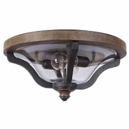 Ashwood Outdoor Flush Mount w/o Bulb, 2 Light, Black/Whiskey Barrel