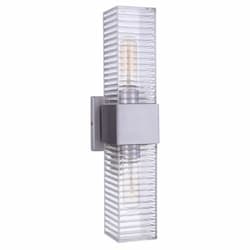 Ridge Outdoor Wall Sconce w/o Bulb, 2 Light, E26, Satin Aluminum