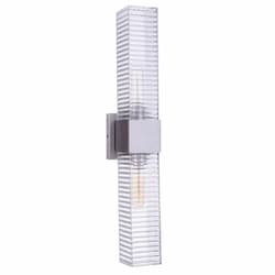 Large Ridge Outdoor Wall Sconce w/o Bulb, 2 Light, E26, Satin Aluminum