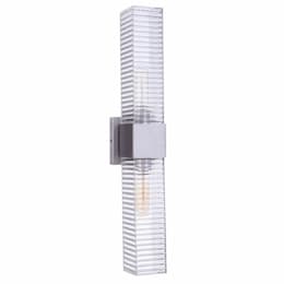 Large Ridge Outdoor Wall Sconce w/o Bulb, 2 Light, E26, Satin Aluminum