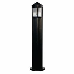 Fiberglass Bollard Light w/o Bulb, Clear & Frosted Lens, 120V, Black