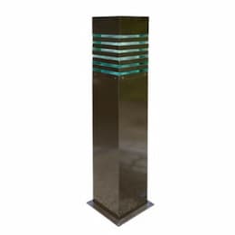 6W LED Square Steel Bollard Light, E26, 85-265V, RGBW Lamp, Bronze