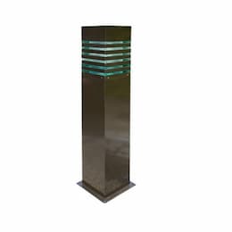 Dabmar 20W Square Stripe LED Bollard Pathway Light, Steel, 3000K, Bronze