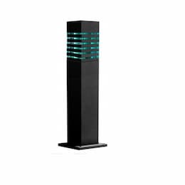 20W Square Stripe LED Bollard Pathway Light, Steel, 3000K, Black