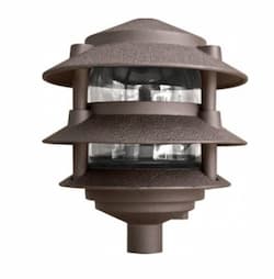 6-in 4W 3-Tier LED Pagoda Pathway Light w/ .5-in Base, 120V, 3000K, Bronze