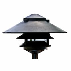 10-in 6W 3-Tier LED Pagoda Pathway Light w/ .5-in Base, A19, 120V, 6500K, Black