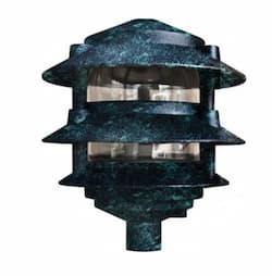 6-in 4W 3-Tier LED Pagoda Pathway Light w/ 3-in Base, 120V, 3000K, Verde Green