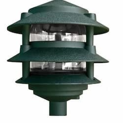 6-in 6W 3-Tier LED Pagoda Pathway Light w/ 3-in Base, A19, 120V, 6500K, Green