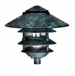 10-in 6W 4-Tier LED Pagoda Pathway Light w/ 3-in Base, A19, 120V, 3000K, Verde Green