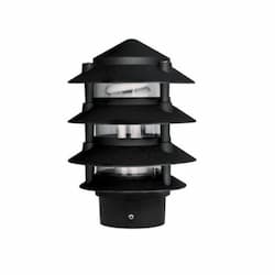 6-in 6W 4-Tier LED Pagoda Pathway Light w/ 3-in Base, A19, 120V, 3000K, Black