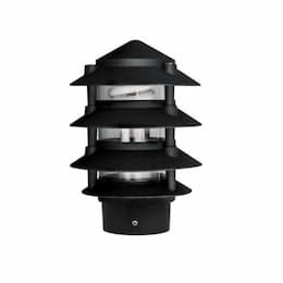 Dabmar 6-in 6W 4-Tier LED Pagoda Pathway Light w/ 3-in Base, A19, 120V, 3000K, Black