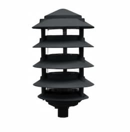 6-in 5.8W 5-Tier LED Pagoda Pathway Light w/ .5-in Base, 120V, 3000K, Black