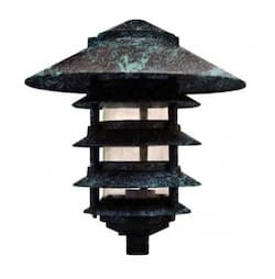 10-in 6W 5-Tier LED Pagoda Pathway Light w/ .5-in Base, A19, 120V, 3000K, Verde Green