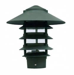 6W 10" 5-Tier LED Pagoda Pathway Light w/ 3" Base, 3000K, Green