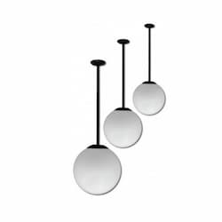 13-in 16W Globe Ceiling Light, 18-in Stem, 85V-265V, 6500K, White