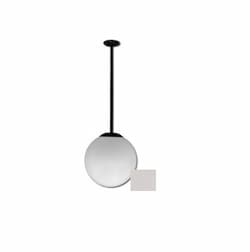 16-in 16W LED Drop Down Globe Ceiling Light w/ 18-in Stem, 85V-265V, 5000K, White