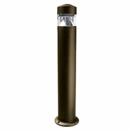 Aluminum Bollard Light w/ Clear Lens w/o Bulb, E26, 120V, Bronze