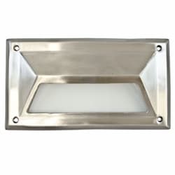 7W LED Recessed Step & Wall Light, Hooded, 85V-265V, Stainless Steel