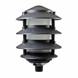 12W 6-in LED Fiberglass Pagoda Light, Four-Tier, G24, 120V-277V, Black