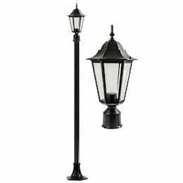 16W LED 8-ft Daniella Post Top Light, Single-Head, 120V, Black/Clear