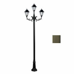 16W LED 10-ft Daniella Post Top Fixture, Three-Head, Bronze/Frosted