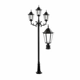 6W 10-ft LED Post, Three-Head, 1550 lm, 120V, Black/Clear, 3000K