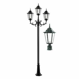 9W 10-ft LED Post, Three-Head, 1600 lm, 120V, Green/Frosted, 6500K