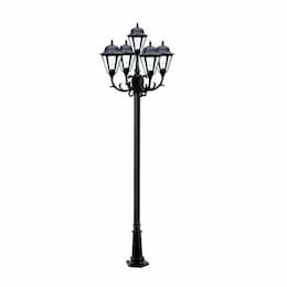 16W 10-ft LED Lamp Post, Five-Head, 1600 lm, 120V, Black/Clear, 6500K