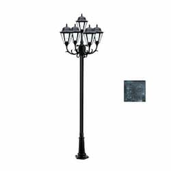16W 10-ft LED Lamp Post, Five-Head, 1550 lm, Green/Frosted, 3000K