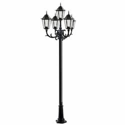 16W 10-ft LED Lamp Post, Five-Head, 1550 lm, 120V, Black/Clear, 3000K