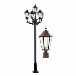 16W 10-ft LED Lamp Post, Five-Head, 1600 lm, Bronze/Frosted, 6500K