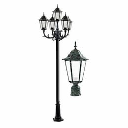 16W 10-ft LED Lamp Post, Five-Head, 1550 lm, Green/Frosted, 3000K