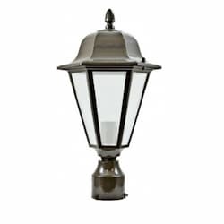 Dabmar 16W LED Daniella Post Top Fixture, Single-Head, 120V, Bronze/Frosted