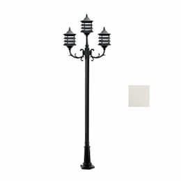 6W 10-ft LED Stephanie Lamp Post, Three-Head, A19, 120V, White