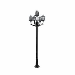 6W 8-ft LED Lamp Post, Three-Head, A19, 1600 lm, 120V, Black, 6500K