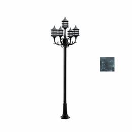 6W 8-ft LED Lamp Post, Three-Head, A19, 1550 lm, 120V, Green, 3000K