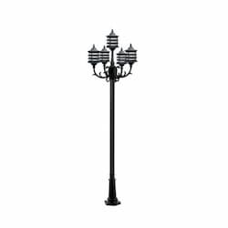 9W 8-ft LED Lamp Post, Three-Head, A19, 1550 lm, 120V, Black, 3000K