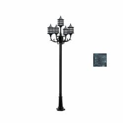 9W 8-ft LED Lamp Post, Three-Head, A19, 1550 lm, 120V, Green, 3000K